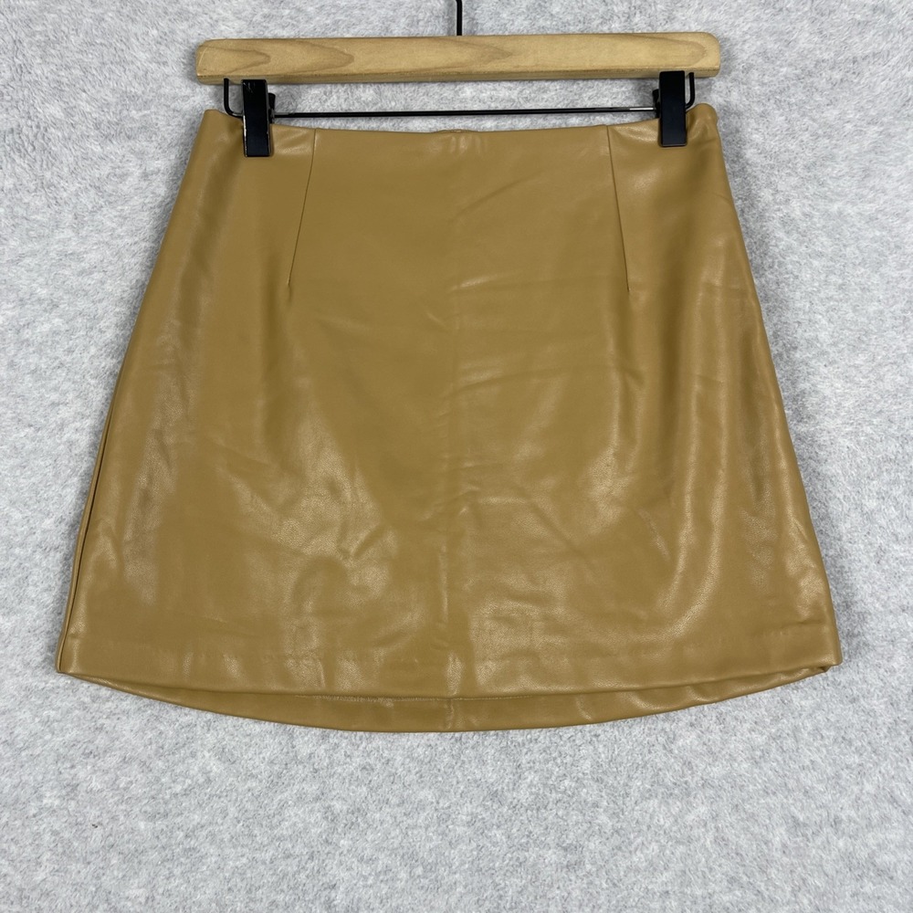 Abercrombie & Fitch Vegan Leather Mini Skirt Womens S Camel Tan Preppy Y2K